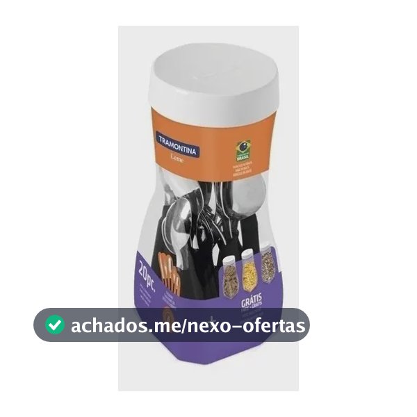 Jogo De Talheres 20 Peças Tramontina Preto + Pote Multiuso