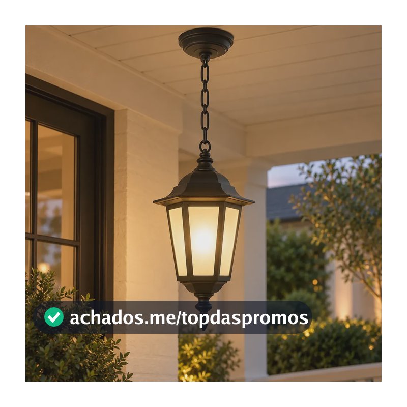 Luminária Pendente Colonial Rústica Vintage Parede Externa 127/220v Preto