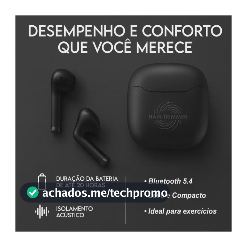 Fone De Ouvido Sem Fio Tws Bluetooth 5.1 Cancelamento Cvc Chamadas Hd Modo Jogo Baixa Latência Bateria Longa Estojo Magnético Controle Touch Som Premium Versão Avançada Cor Preto HAIR TRIMMER