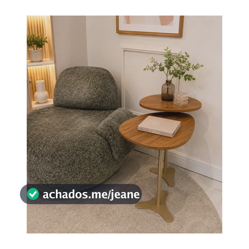 Kit 2 Mesas Laterais Centro Apoio Orgânica Monopé Decorativa Champagne/cinamomo