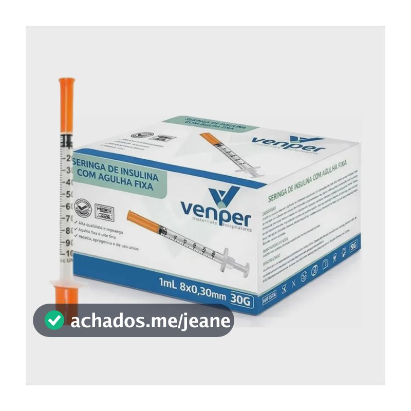 Seringa De Insulina Botox 1ml 8x0,30 30g 100ui 50 Unidades