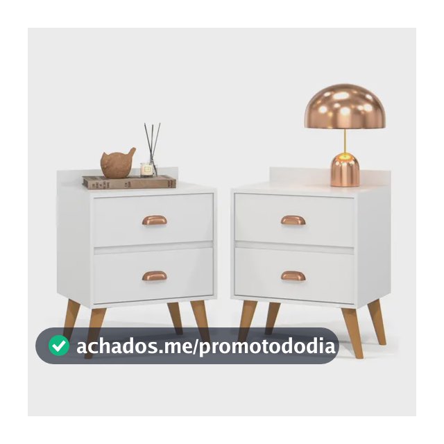 Kit 2 Mesa Cabeceira Retro Madero 2 Gavetas Pés Palito Cores