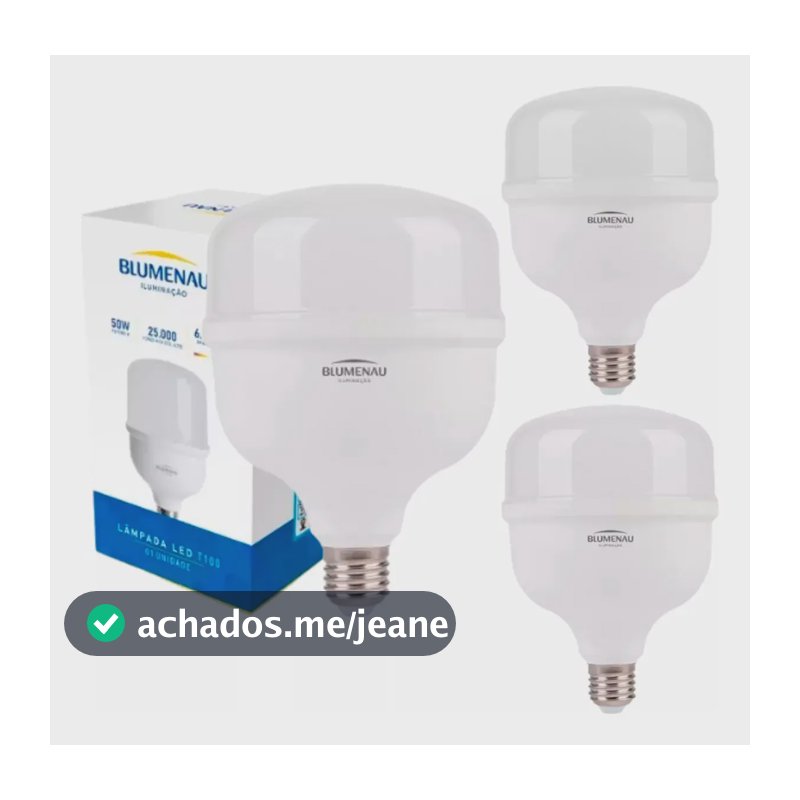3x Lâmpada Led T100 50w Alta Potência 6500k Luz Branca Fria