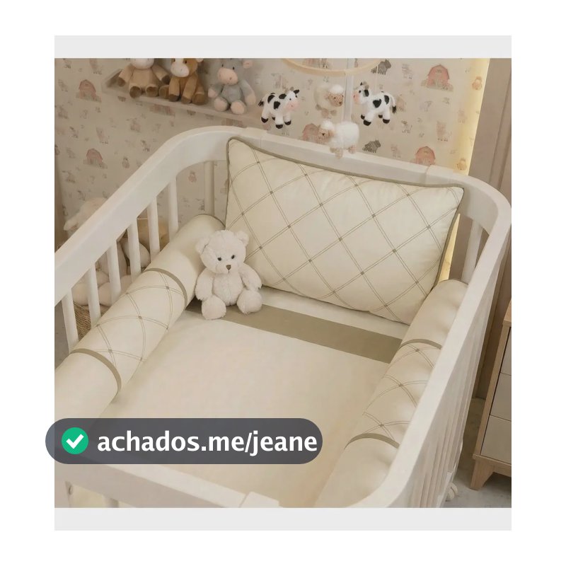 Mini Kit Berço Protetor De Mini Berço Caqui Palha Algodão Caqui Com Palha