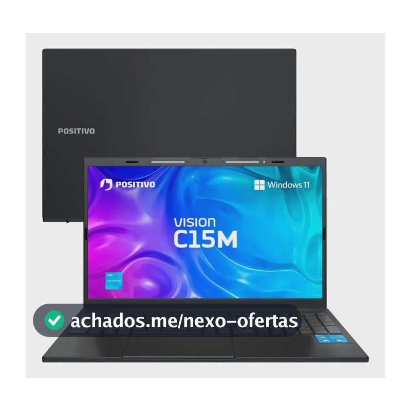 Notebook Positivo Vision C15M Intel Celeron N4500 Windows 11 Home 4GB RAM 128GB eMMC Tela 15" Full HD IPS Antirreflexo - Minitela e Tecla Copilot - Cinza