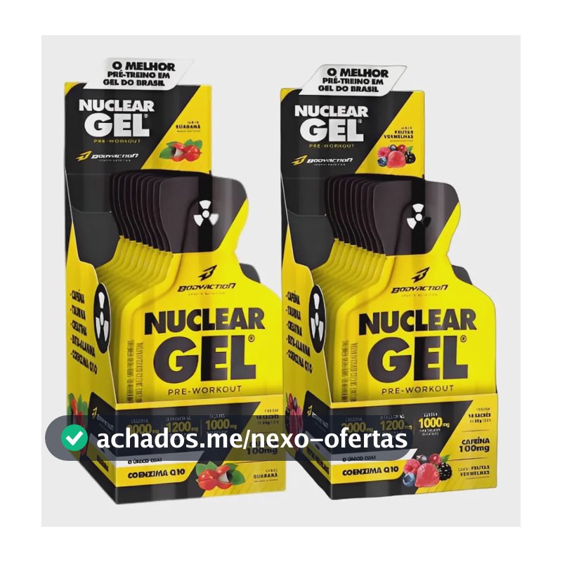 Kit 2 Pre Treino Nuclear Gel Caixa Com 10 Sache Bodyaction Guarana E Fritas Vermelhas