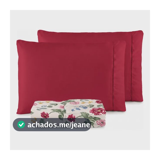 Jogo De Lençol Casal Padrão 3 Pçs 400 Fios C/ Elástico Hotel Vermelho Florido