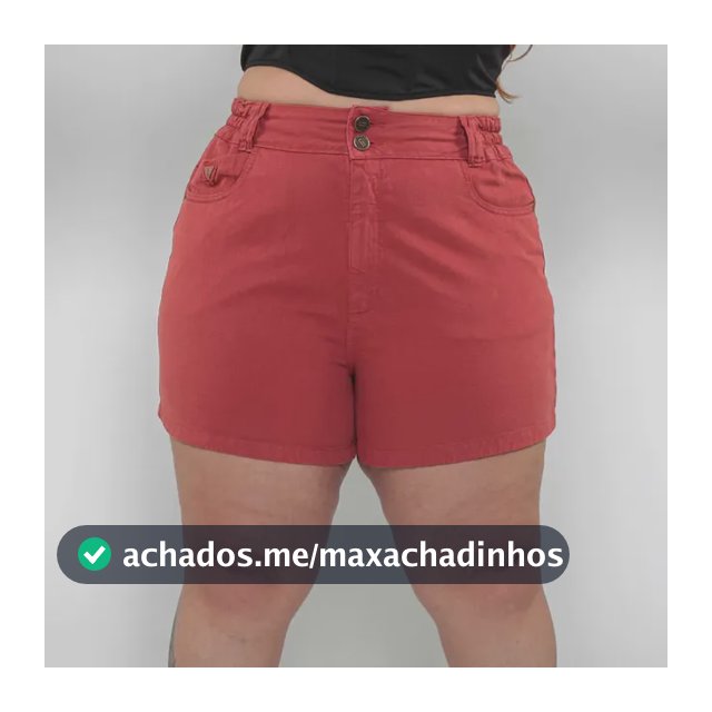 Short Feminino Jeans Plus Size Com Elástico Terracota