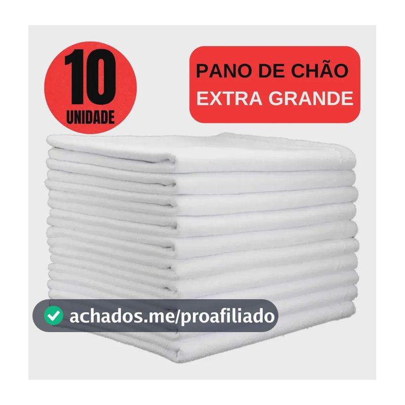 Kit 10 Panos de Chão Extra Grande 45x65cm Algodão Branco Ditap Mix Absorvente Limpeza Pesada