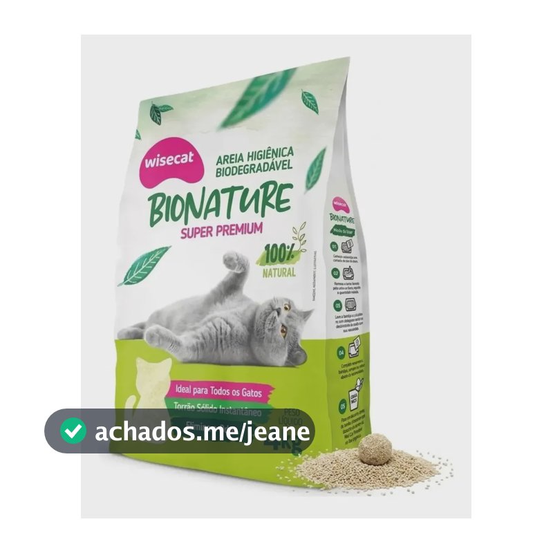 Areia De Mandioca Para Gatos Biodegradável Wisecat 4kg Bionature
