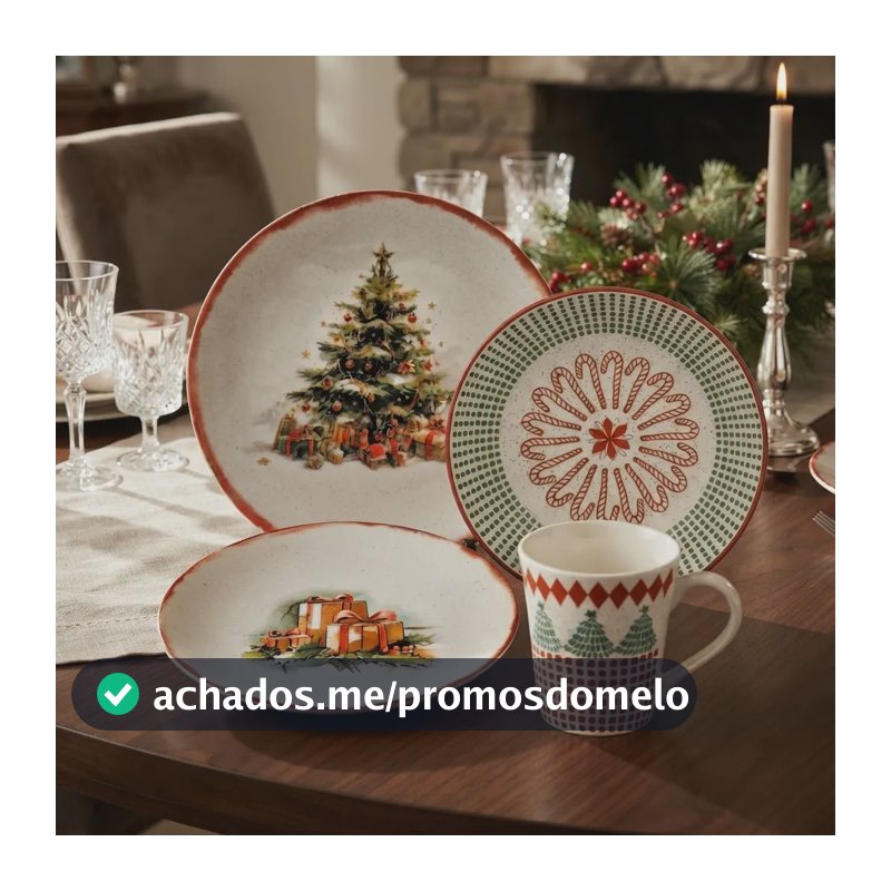 Aparelho De Jantar Chá 16 Peças Natal Oxford Off White Natal