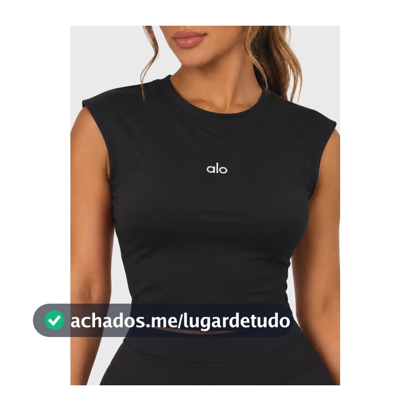 Cropped Regata Feminino Costas Abertas Cruzadas Com Bojo Preto M