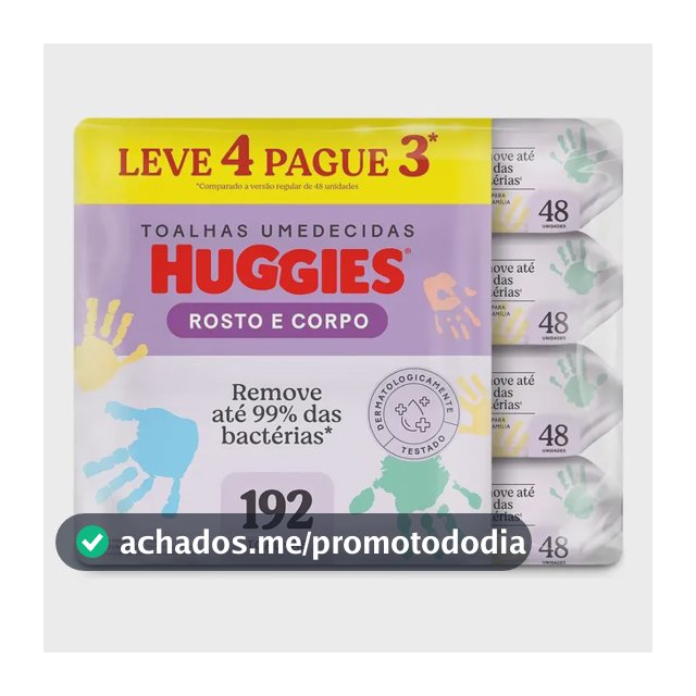 Lenços Umedecidos Huggies Rosto E Corpo 4 pcts - 192 Un