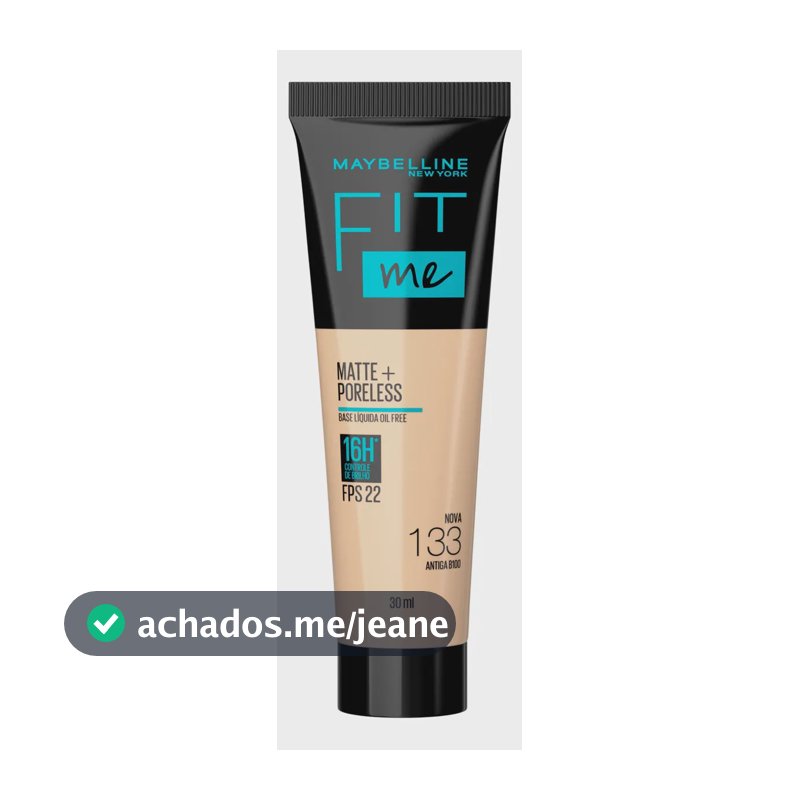 Base de maquiagem líquida Maybelline Fit Me Matte+ Poreless Fit Me FPS tom nova 133 antiga b100 - 72mL 45g