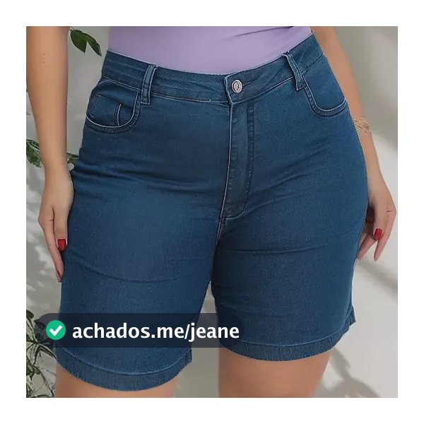 Bermuda Jeans Feminina C/ Lycra Plus Size Cintura Alta