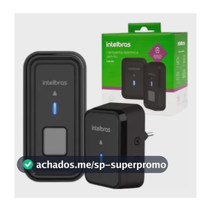 Campainha Sem Fio Cib 101 Intelbras Alcance Até 100 Metros Cor Preto