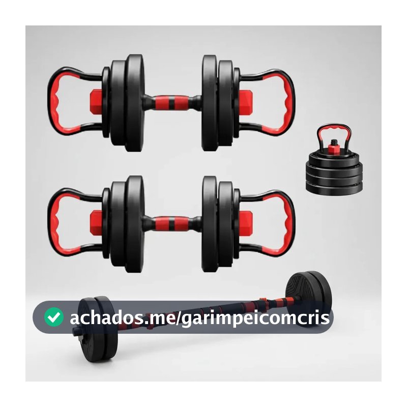 Kit Halteres 6 Em 1 Peso Musculação 15kg Ajustável Halter Preto-vermelho