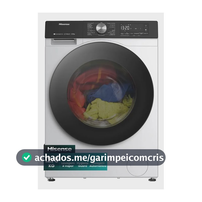Lava e Seca Hisense 3S 12kg / 8kg Wi-Fi, 4 em 1, Inverter, 16 programas, Ciclo Rápido, Economia de Água-WD3S1243