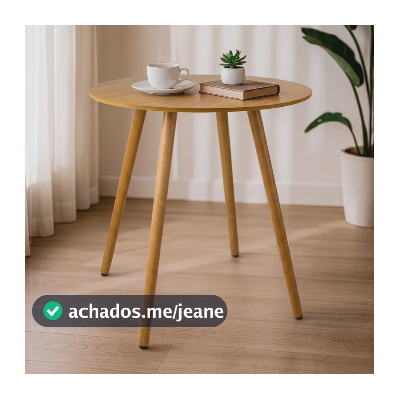 Mesa Redonda 70cm Mdf Louro Freijó Cozinha Sala De Jantar Louro Freijó