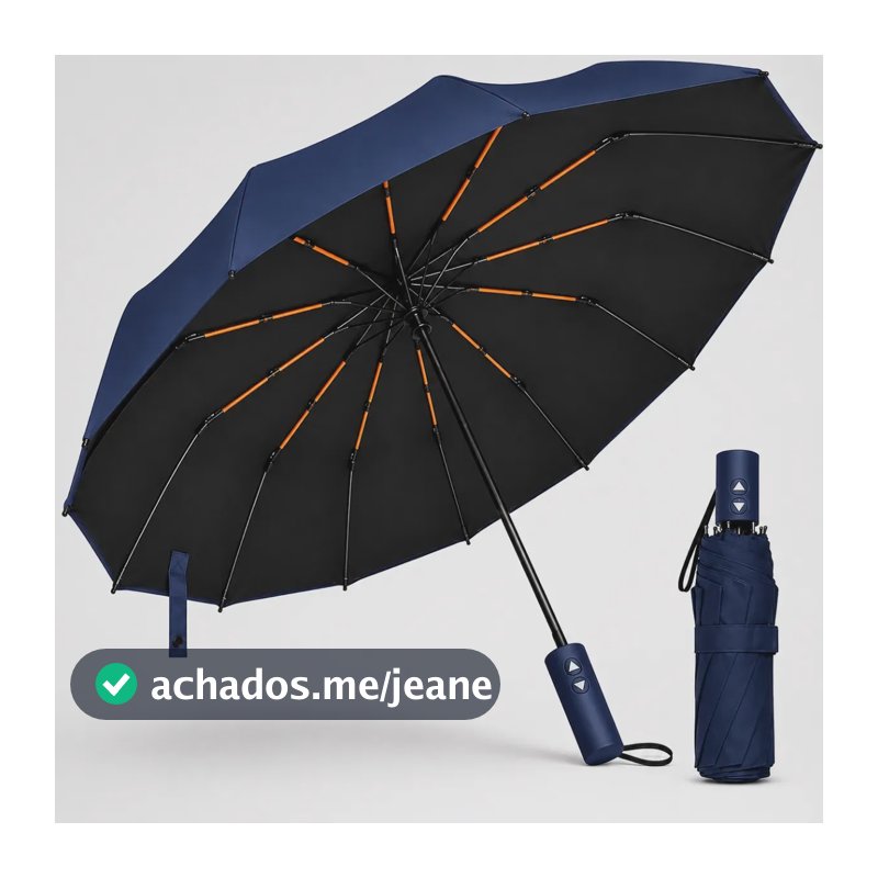 Guarda Chuva Abre E Fecha Automático Reforçado Contra Vento Proteção Uv Azul