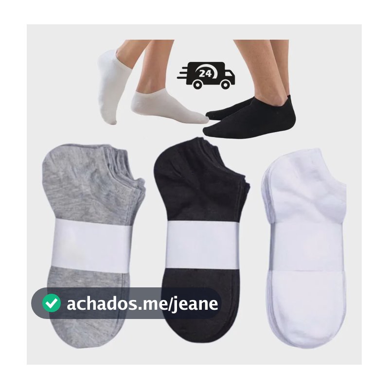 Kit 12 Pares Meia Soquete Cano Curto Preto 36 Ao 44 Premium Multicolorido Logo 36-44