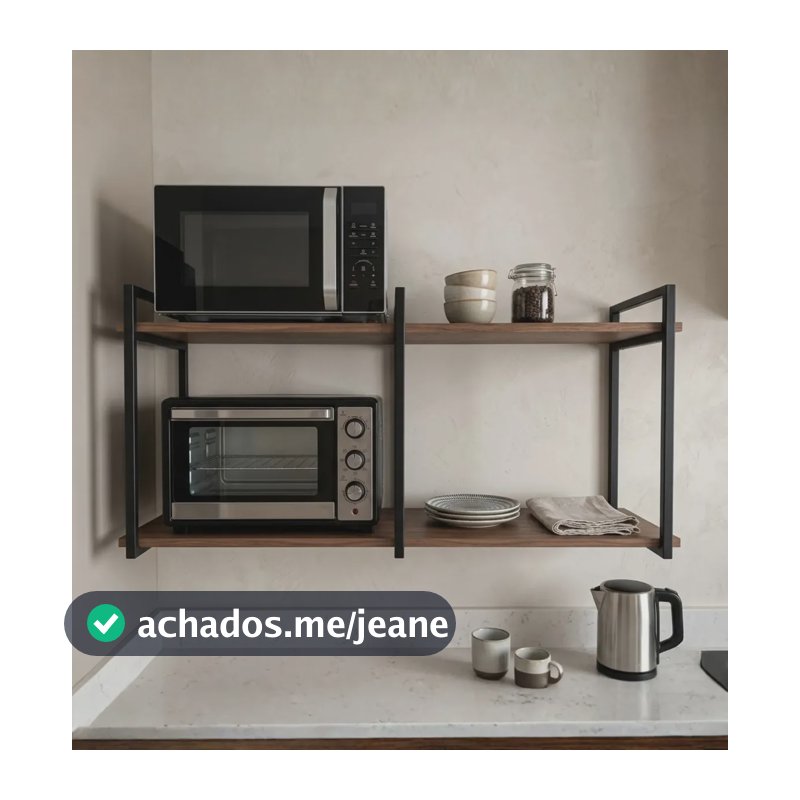 Prateleira Metal Industrial Suporte Para Microondas 120x30cm Imbuia/preto
