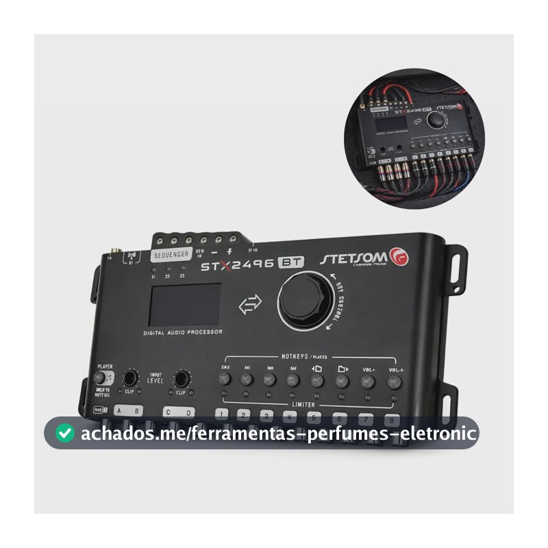 Processador Digital Stetsom STX2496BT de Áudio para Carro com Bluetooth e 15 Bandas