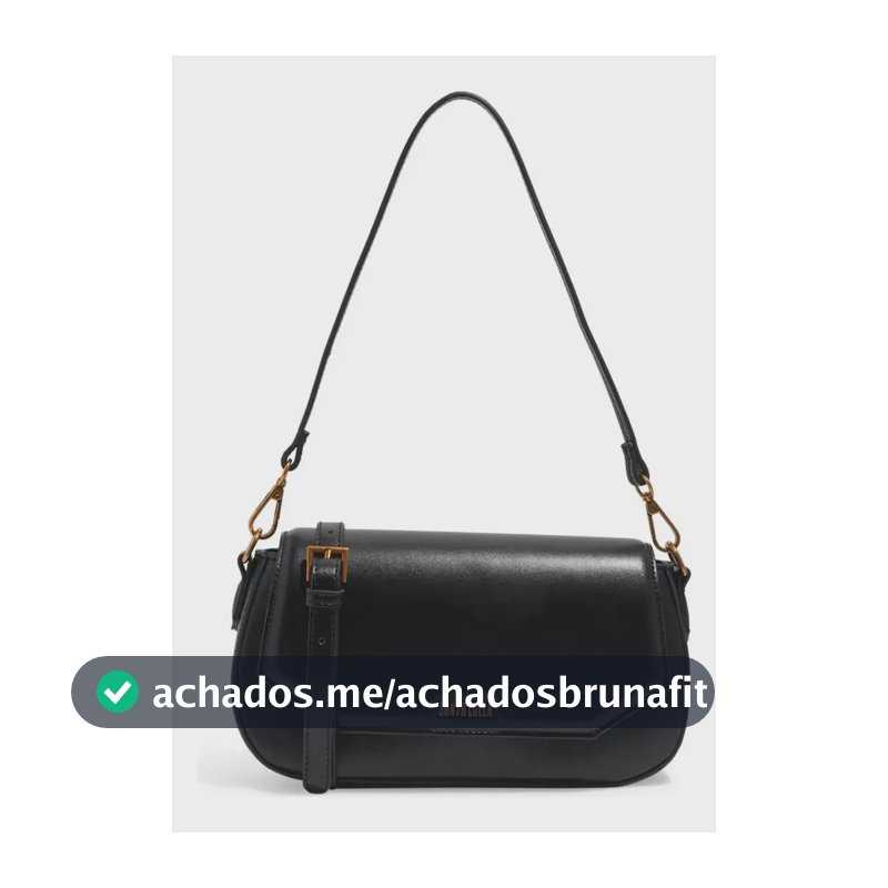 Bolsa Baguete Média Soft Preta Alça Ombro Acambamento Dos Ferragens Ouro Cor Preto Correia De Ombro Preto Desenho Do Tecido Floater
