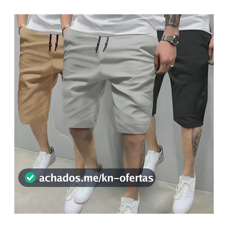 Kit 3 Bermuda Sarja Colorida Premium Masculino Diversa Cores Preto Bege E Gelo Kit 3 Bermuda Sarja M