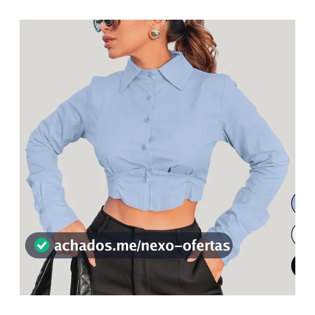 Cropped Camisa Feminino Manga Longa Estiloso