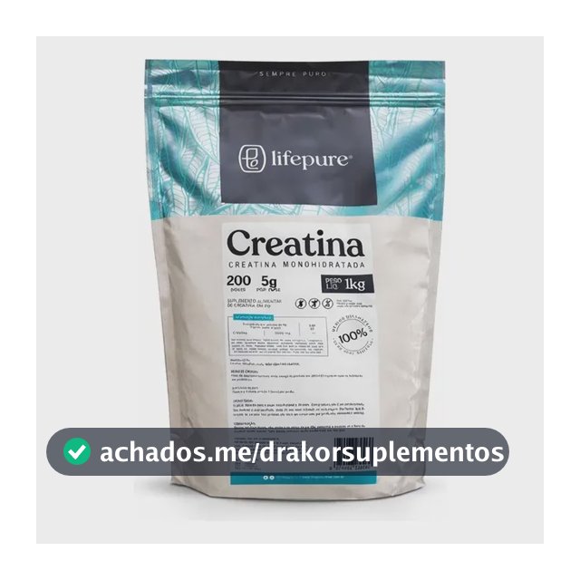 Creatina Monohidratada Em Pó Lifepure 1kg Sem Sabor Sem Sabor