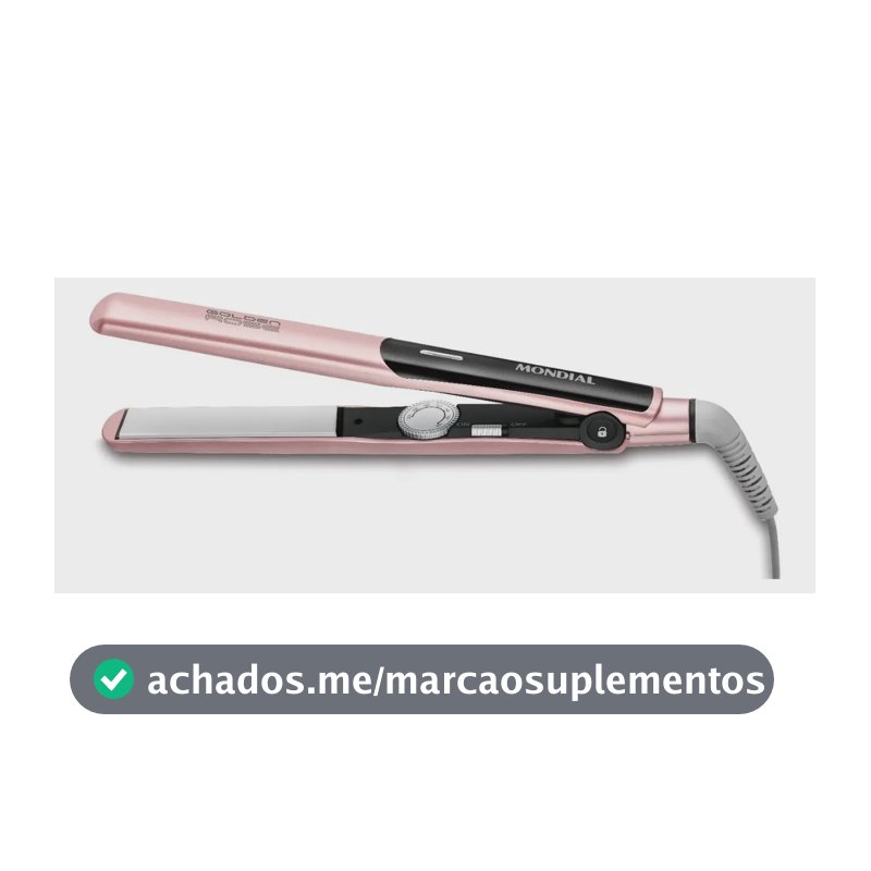 Prancha Alisadora Mondial Golden Rose/Preto Bivolt P-20
