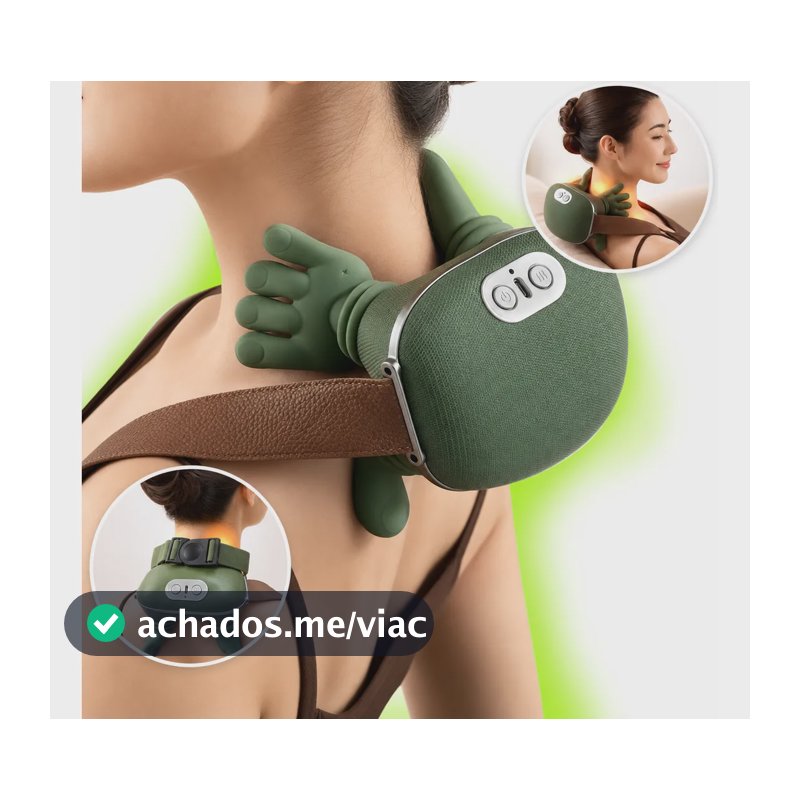 Massageador Pescoço Ombro Maozinha 3d Aquecimento Elétrico 127/220v Verde-musgo