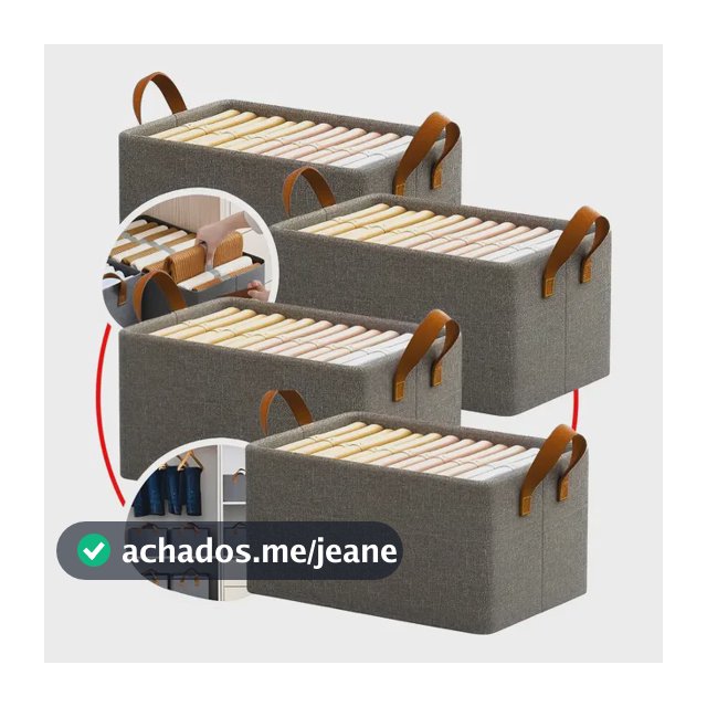 4 Caixas Organizadora De Guarda Roupa Cesto Gaveta Dobrável  Cinza