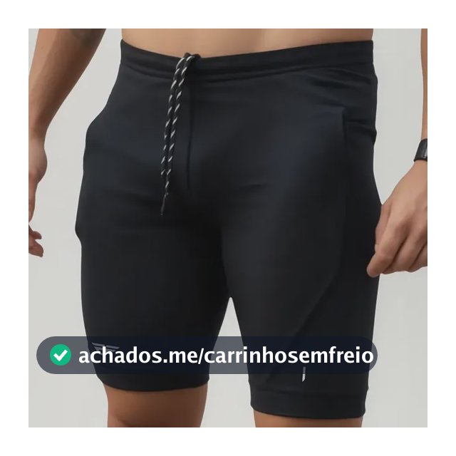 Bermuda De Compressão   Masculina Com Bolso Corrida