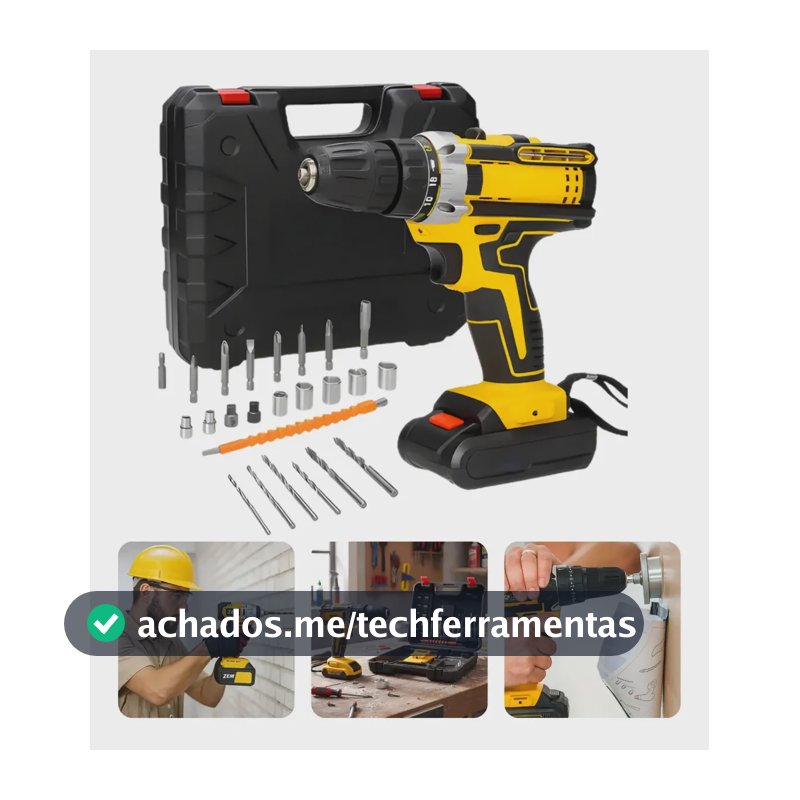 Kit Parafusadeira E Furadeira Sem Fio Profissional Portátil