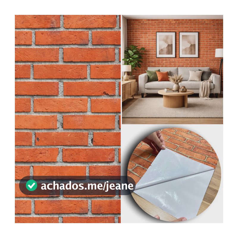Papel De Parede Tijolinho3d Autocolante Lavável 10m Adesivo Tijolinho Laranja