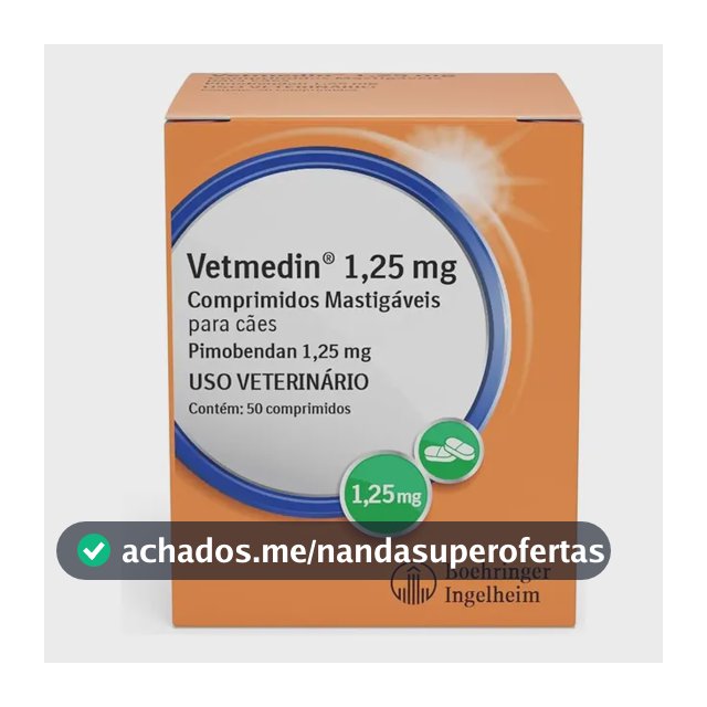 Vetmedin 1,25mg 50 Comprimidos Boehringer para Insuficiência Cardíaca em Cães