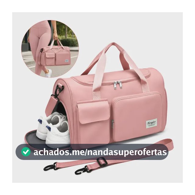 Bolsa Mala De Mão Dobrável Viagem Academia Artigos Tenis Rosa