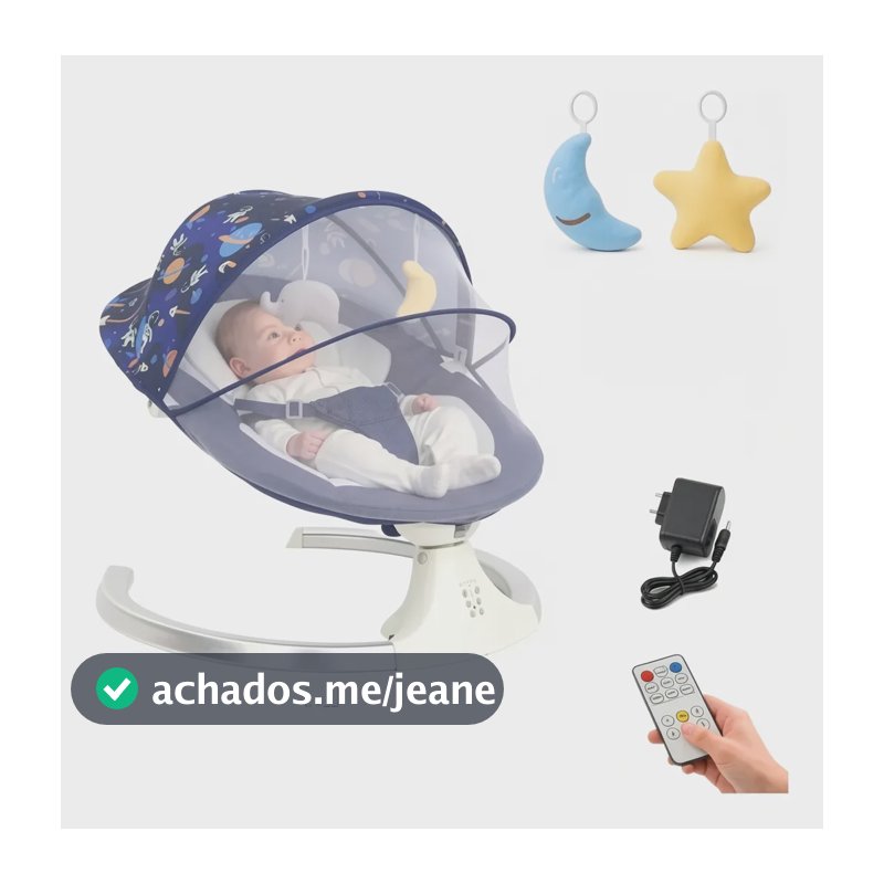 Cadeira De Balanco Bebê Elétrica Musical Controle Azul