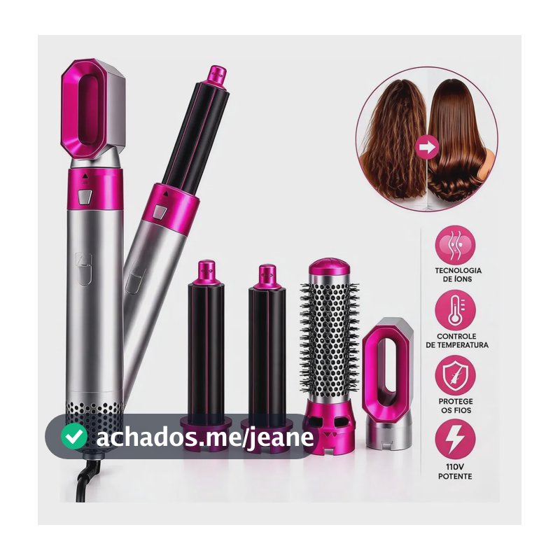 Escova Secadora 5 Em 1 Multifuncional 110v Modeladora Pink 127v