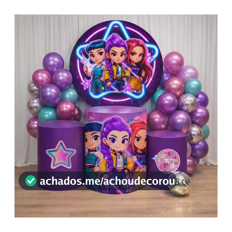 Kit Painel Capa Para Cilindros Huntrix Guerreiras Do Kpop 0115