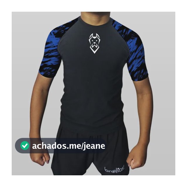 Rash Guard Jiu Jitsu Bjj  Manga Estampada Azul Atl02