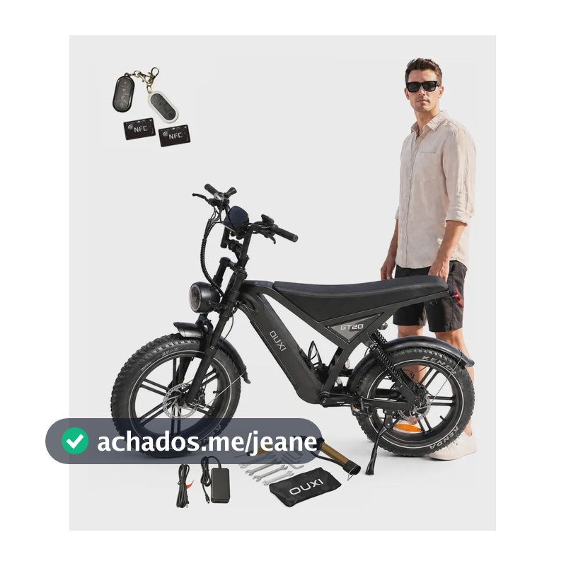 Bicicleta Elétrica OUXI GT20 1000W com Pneus 20" Fat e Bateria 48V 15Ah