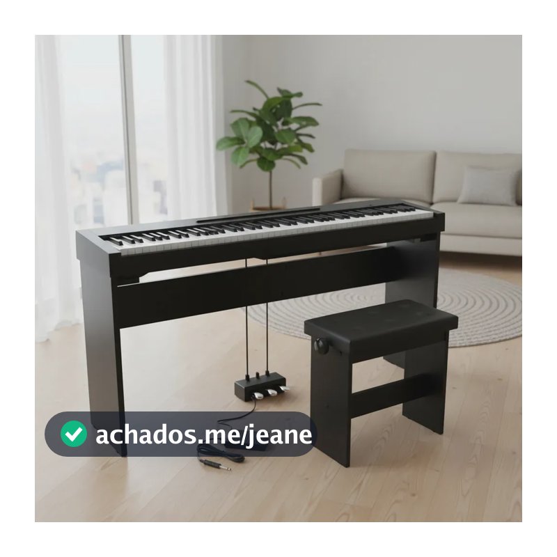 Kit Piano Digital Yamaha P-145bt + Estante + Banco Opus  Preto