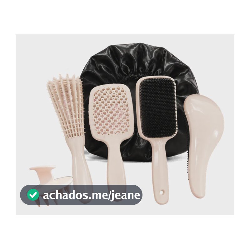 Kit 5 Escovas Cabelo Escova Polvo Mágica Raquete Vazada Touc Off White