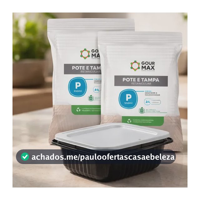 Pote Preto 48un 350ml Descartável Marmita Fitness Microondas Preto