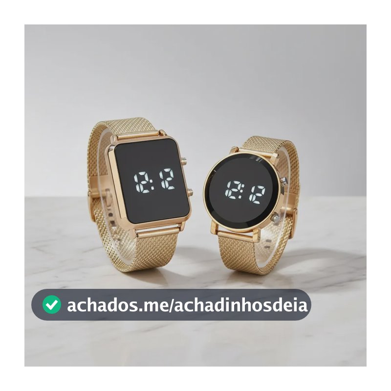 02 Relógio Led Digital Dourado Feminino Aço Silicone H2 Dourado Rose Dourado