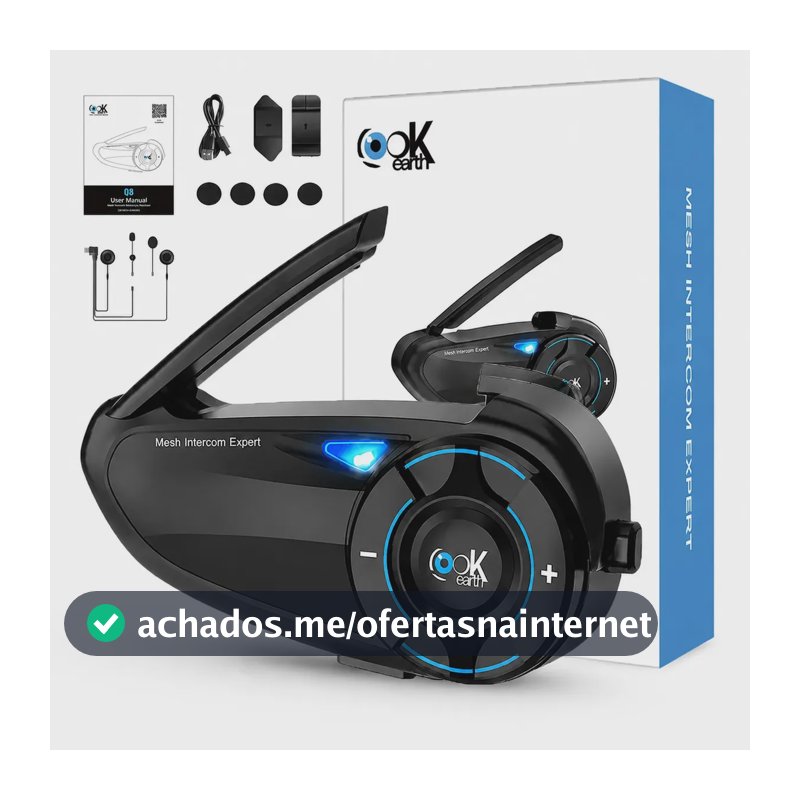 Intercomunicador Bluetooth Para Capacete Moto Lookearth Q8 Mesh 3.0 6 Pilotos IP67 Compartilhamento de Música Redução de Ruído 1 Unidade-HH
