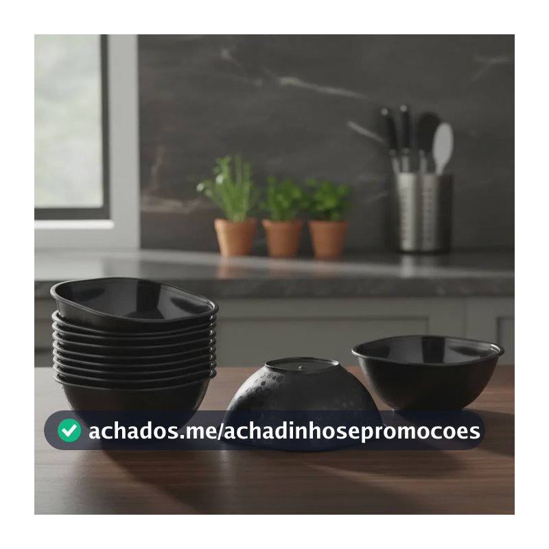 Kit 20 Cumbucas Pretas Tigelas Sobremesa Sorvete Açai 300ml Preto